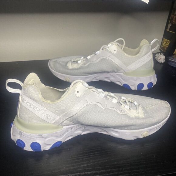Nike React Element 55 Running Shoes White/ Royal Blue Sneakers SZ 11 BQ6167-100 - Picture 8 of 11